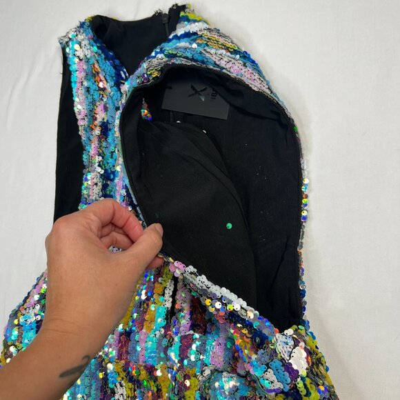 NWT X by NBD Chiquitita Mini Dress Sequin Pastel Multicolor Cocktail Party Large - Picture 13 of 15